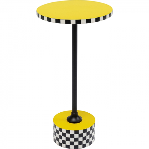 Odkládací stolky KARE Design Odkládací stolek Domero Checkers - žlutý, Ø25cm