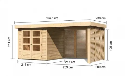 Zahradní domky Dřevěný zahradní domek ASKOLA 2 s přístavkem Lanitplast 280 cm