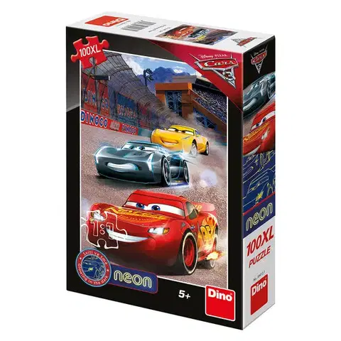 Hračky puzzle DINO - Walt Disney Cars3: Vítězné kolo 100 dílků XL neon