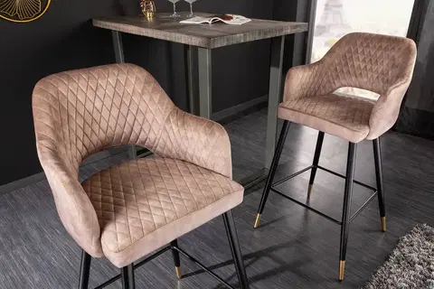 Barové židle LuxD Designová barová židle Laney růžový samet