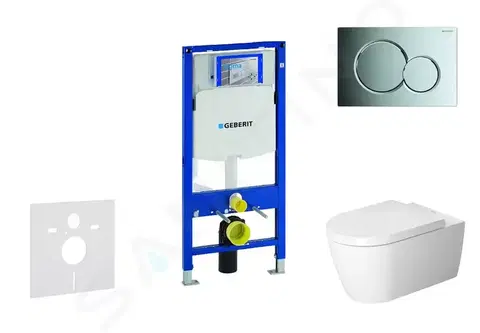 WC sedátka GEBERIT Duofix Modul pro závěsné WC s tlačítkem Sigma01, lesklý chrom + Duravit ME by Starck WC a sedátko, Rimless, SoftClose 111.300.00.5 NM2