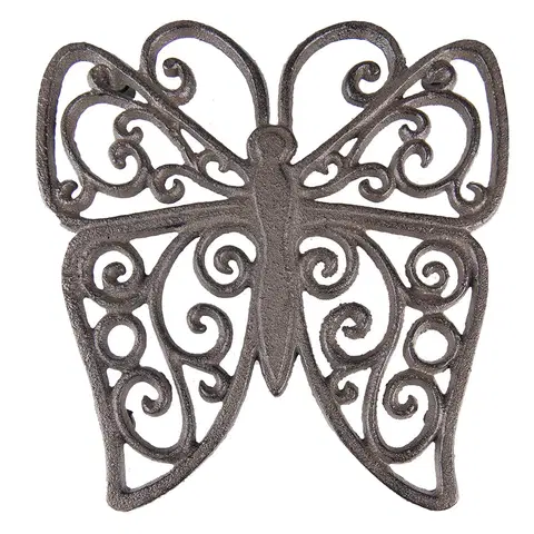 Prkénka a krájecí desky Litinová podložka pod konvici ve tvaru motýla - 18*19*2 cm Clayre & Eef 6Y5275