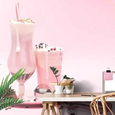 Tapety jídla a nápoje Fototapeta růžový mléčný koktejl