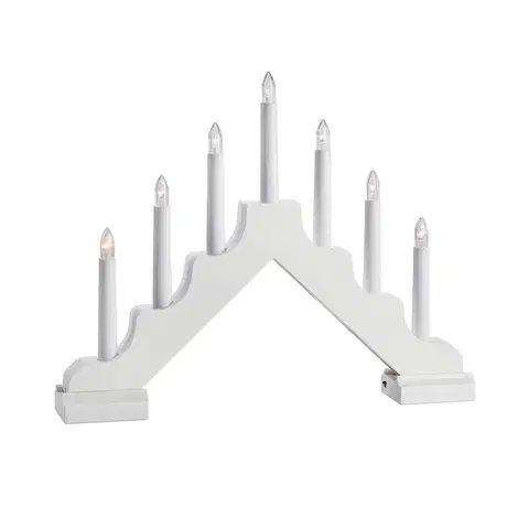 Svícny Markslöjd LED svíčkový lustr Evelin ze dřeva, 7 zdrojů bílá