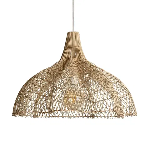 Luxusní designové závěsné lampy Estila Designová závěsná lampa Brodas ve venkovském stylu se stínítkem z ratanu přírodní hnědé barvy 56cm