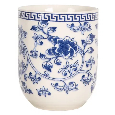 Hrnky a šálky Porcelánový kalíšek na čaj s modrými květy - ∅ 6*8 cm / 0,1L Clayre & Eef 6CEMU0087