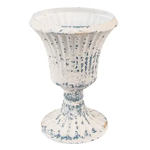 Dekorativní vázy Béžová dekorační plechová váza/ květináč Fun Antique - Ø 9*11 cm Clayre & Eef 6Y4749