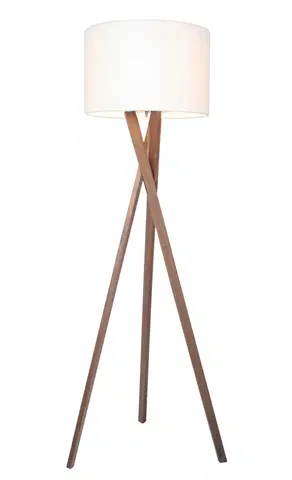 Dřevěné stojací lampy Sessak Přírodní stojací lampa Vega na trojnožce - pr. 45 x 160 mm, 60 W, ořech a bílé stínítko SE RVEGLP
