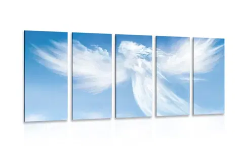 Obrazy andělů 5-dílný obraz podoba anděla v oblacích