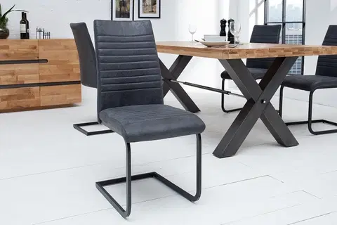 Luxusní jídelní židle Estila Designová industriální jídelní židle Gristol šedá