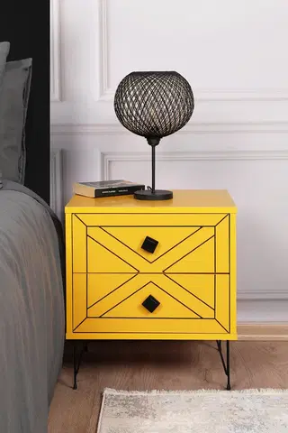 Noční stolky Noční stolek LUNA – PINE žlutá