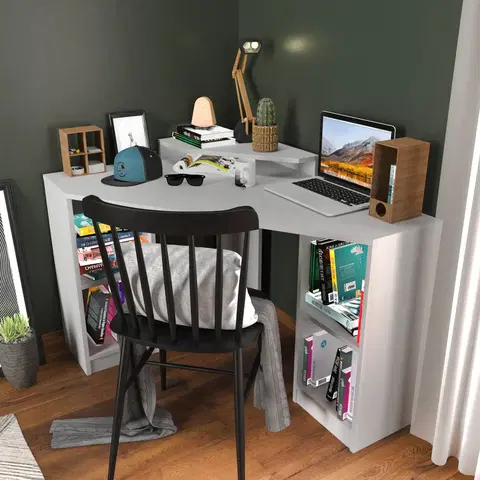 Kancelářské a psací stoly Psací stůl FLOATING bílý rohový