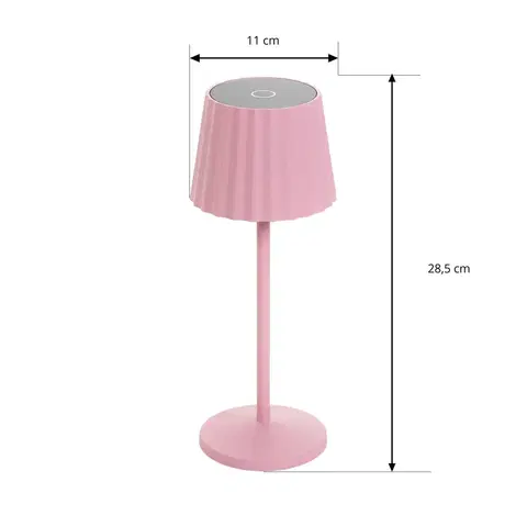 Venkovní osvětlení terasy Lindby LED dobíjecí stolní lampa Lindby Esali, růžová, sada 2 kusů