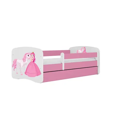Dětské postýlky Kocot kids Dětská postel Babydreams princezna a poník růžová, varianta 80x160, bez šuplíků, bez matrace