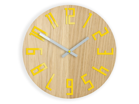 Hodiny ModernClock Nástěnné hodiny Wood hnědo-žluté