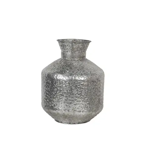 Dekorativní vázy Stříbrná kovová váza s reliéfem Marquite – Ø 26*34 cm Clayre & Eef 6Y3869