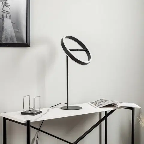 Stolní lampy Lucande Stolní lampa LED Lucande Yekta, 3stupňová, černá