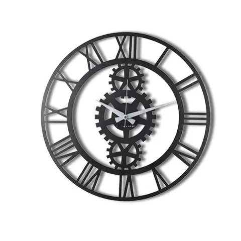 Hodiny Wallity Dekorativní nástěnné hodiny Gear 50 cm černé