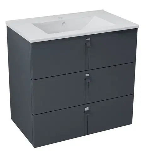 Koupelnový nábytek SAPHO MITRA umyvadlová skříňka, 3 zásuvky, 74,5x70x45,2 cm, antracit MT082