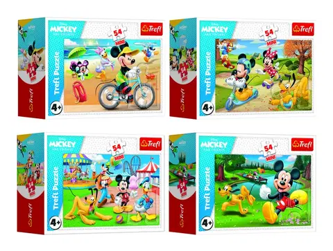 Hračky puzzle TREFL -  Mini puzzle 54 dílků Mickey Mouse Disney/ Den s přáteli 4 druhy