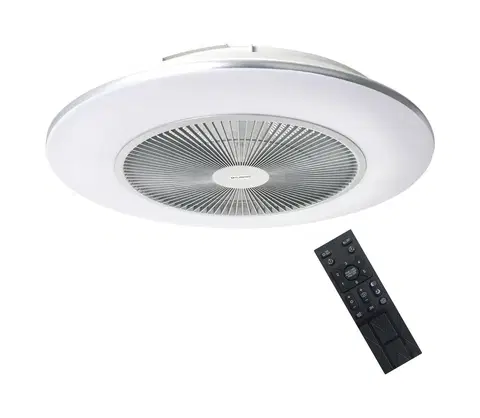 Domácí ventilátory  LED Stmívatelné stropní svítidlo s látorem ARIA LED/38W/230V stříbrná + DO 