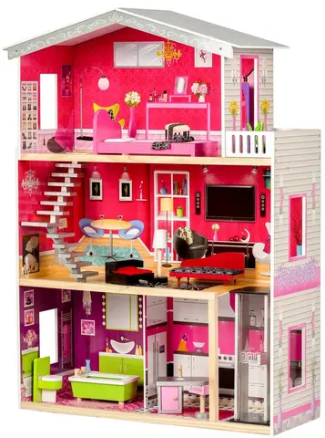 Domečky pro panenky ECOTOYS Dřevěný domek pro panenky Rezidence Malibu Eco Toys