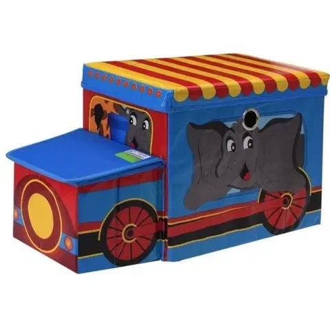 Úložné boxy Dětský úložný box a sedátko Circus bus modrá, 55 x 26 x 31 cm