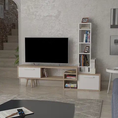 Obývací stěny a sestavy nábytku Televizní stěna LAGOMOOD bílá dub