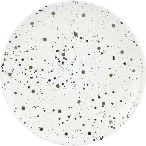 Talíře Kameninový talíř se zlatými puntíky, 20,5 cm