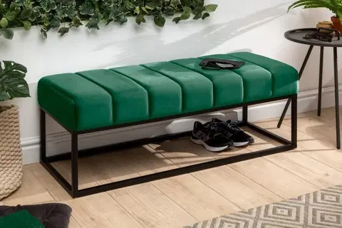 Stylové a luxusní lavice Estila Retro stylová lavice Taxil se smaragdových potahem ze sametu 110cm