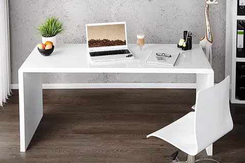 Stylové a luxusní pracovní a psací stoly Estila Moderní designový kancelářský stůl Fast Trade bílý 140cm