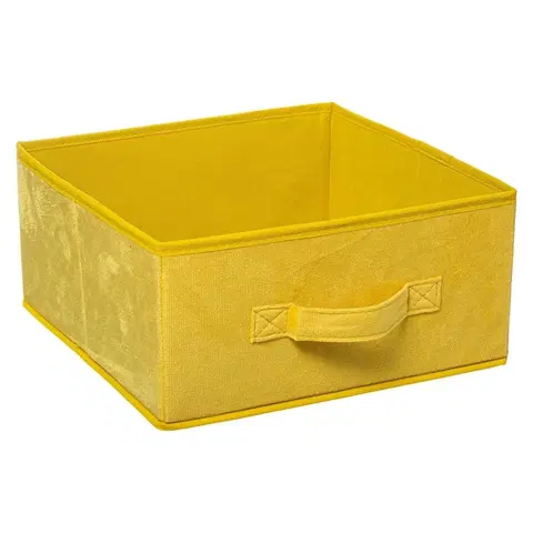 Úložné boxy DekorStyle Úložný textilní box Volk 31x15 cm žlutý