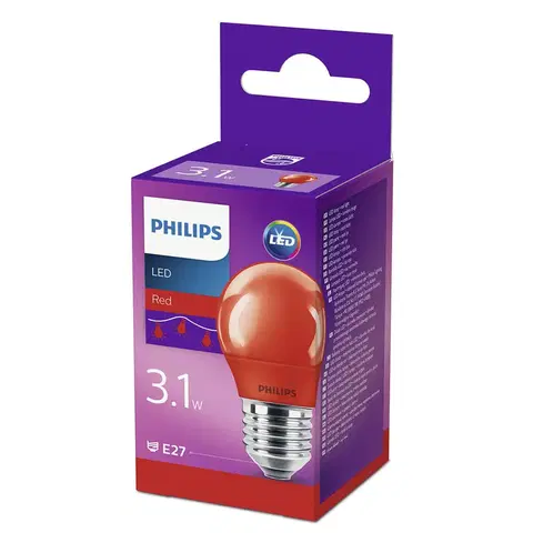 LED žárovky Philips LED žárovka E27 P45 3,1 W, červená