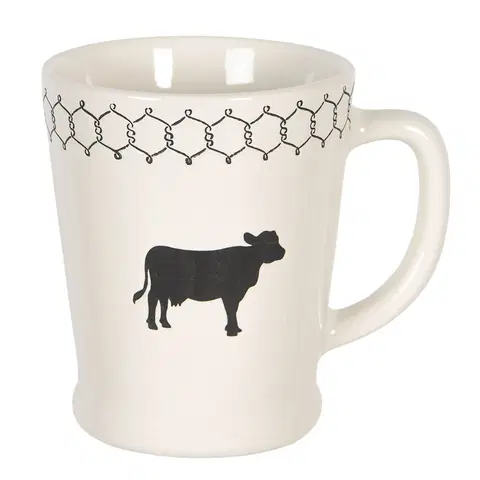 Hrnky a šálky Krémový hrnek s motivem krávy Rural - 16*11*10 cm / 0,3L Clayre & Eef 6CEMU0092