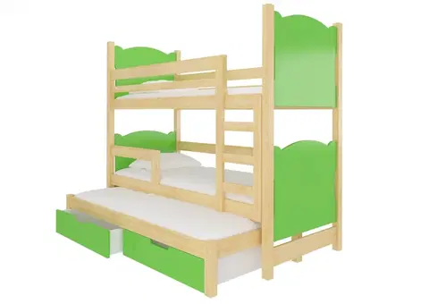 Postele ArtAdrk Dětská patrová postel LETICIA Barva: Borovice/zelená