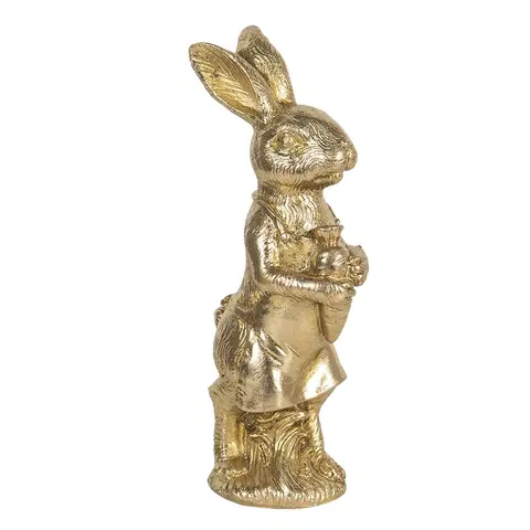Velikonoční dekorace Velikonoční dekorace zlatého králíka s mrkví Métallique - 9*8*23 cm Clayre & Eef 6PR3087GO