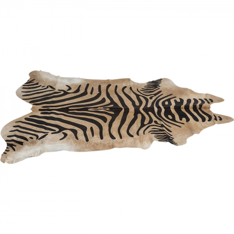 Kožené koberce KARE Design Kusový koberec Zebra - černo-hnědý