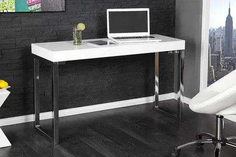 Designové a luxusní konzolové stolky Estila Luxusní moderní psací stůl 120x40cm bílá