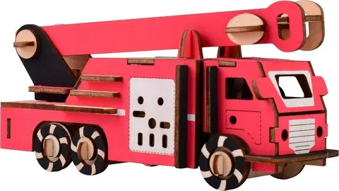 3D puzzle Woodcraft construction kit  Dřevěné 3D puzzle Hasičský vůz červené