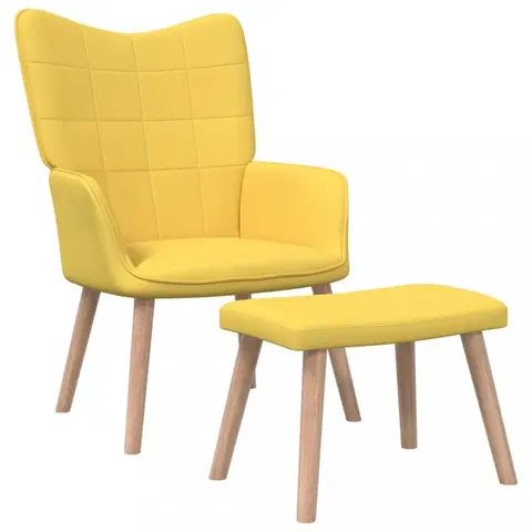 Moderní a designová Relaxační křeslo s podnožkou látka Dekorhome Žlutá