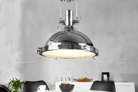 Luxusní designové závěsné lampy Estila Luxusní moderní závěsné svítidlo Industrial 45cm stříbrné