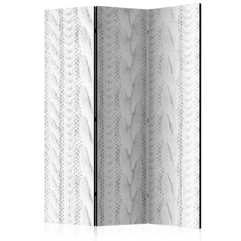 Paravány Paraván White Knit Dekorhome 135x172 cm (3-dílný)