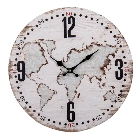 Hodiny Nástěnné hodiny Gerardo s mapou - Ø 34*1 cm / 1*AA Clayre & Eef 6KL0734