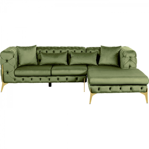 Rohové sedací soupravy KARE Design Rohová sedačka Bellissima Velvet - zelená, levá, 180x240cm
