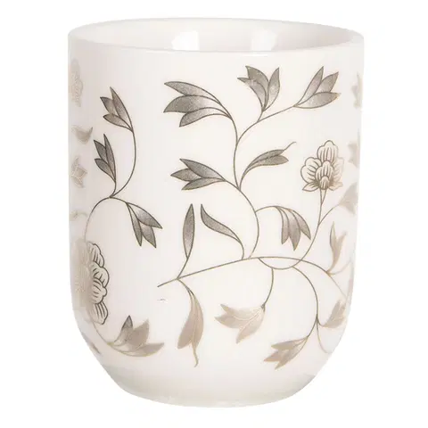 Hrnky a šálky Porcelánový kalíšek na čaj s drobnými kvítky- ∅ 6*8 cm / 0,1L Clayre & Eef 6CEMU0077