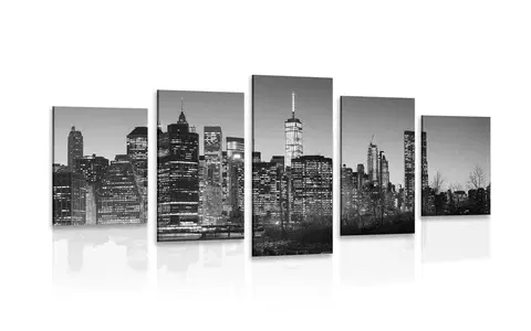 Černobílé obrazy 5-dílný obraz centrum New Yorku v černobílém provedení