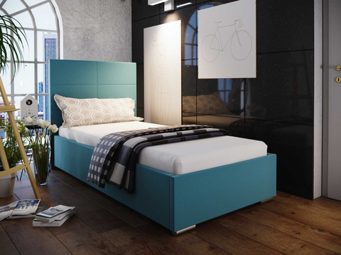 Postele Čalouněná postel DANGELO 4 90x200 cm, modrá látka