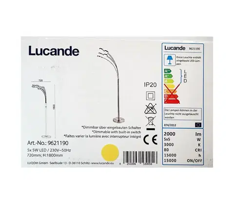 Lampy Lucande Lucande - LED Stmívatelná stojací lampa CATRIONA 5xLED/5W/230V 