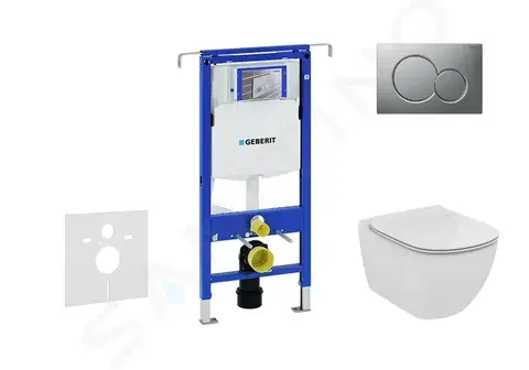WC sedátka GEBERIT Duofix Modul pro závěsné WC s tlačítkem Sigma01, matný chrom + Ideal Standard Tesi WC a sedátko, Aquablade, SoftClose 111.355.00.5 NU3