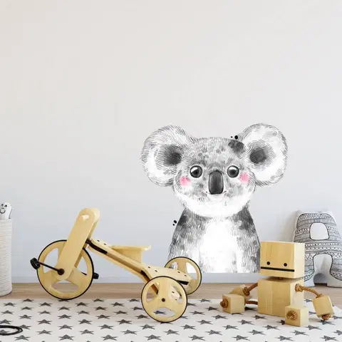 Samolepky na zeď Samolepky do dětského pokoje - Velká koala v černobílé barvě